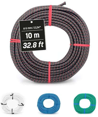 MAGMA Rouleau de Corde Elastique | Diamètre 6 mm - Sport Nautique, Survie, Voile, Bateau, Camping, Bâche | pour Intérieur et Extérieur: Randonnée, Bivouac, Jardin (10, Noir)