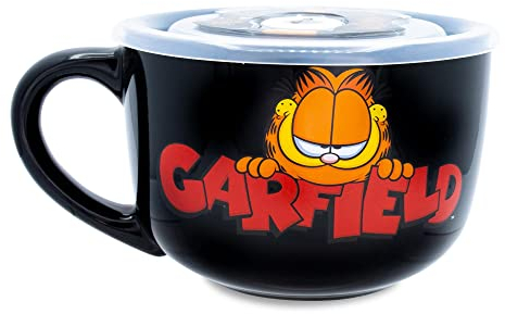 Silver Buffalo Garfield Suppentasse aus Keramik mit belüftetem Kunststoffdeckel, 680 ml, 1 Stück
