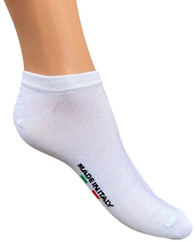 6 Paia Calzini Fantasmini Uomo Donna In Puro Cotone Filo di Scozia 100% Elasticizzato Made in Italy (35-40, Fantasmino Bianco)