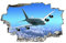 Flugzeug 3D Wandtattoo I Wandbild Himmel Wandaufkleber I Wandsticker Durchbruch Wolken Poster Fensterblick I Wand Deko Aufkleber für Wohnzimmer Schlafzimmer Küche Türaufkleber