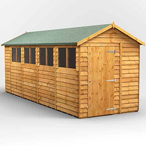Powersheds High Grade Premium Apex Overlap Garden Wooden Shed with Security Features, Door & Window Flexibility, made from Extra Thick Timber & Toughened Glass