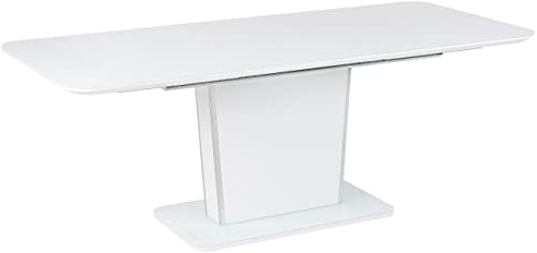 Table à Manger Extensible avec Plateau de Verre Design Moderne 160/200 x 90 cm Blanc Sunds
