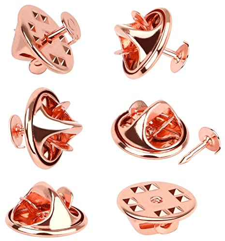 120 Pairs Butterfly Clutch Tie Tacks Pin Back Replacement with 8mm Length Blank Pins for Craft Making (Rose Gold)