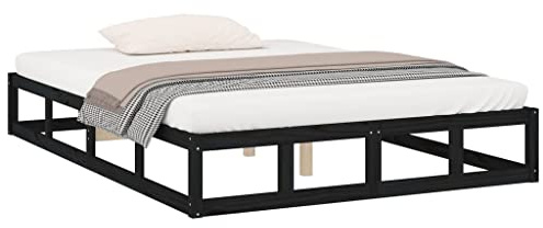 vidaXL Massivholzbett Bettgestell Bett Holzbett Doppelbett Bettrahmen Lattenrost Schlafzimmerbett Schlafzimmermöbel Schwarz 160x200cm