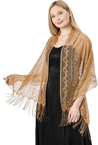Ladiery Stola für Damen Festlich Spitzenschal Party Schals Für Abendkleid, weicher Cashew Schal Hochzeitskleider