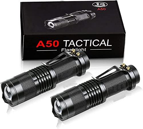 Competition Pro Torch 1000 Lumen, 2 Pack Small Torches Led Super Bright with 5 Modes, Water Resistant, Zoomable Battery Powered Torches Flashlight for Kids Camping Fishing Gift Emergency