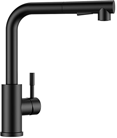 FORIOUS Robinet Cuisine Noir Douchette avec 2 Modes de Pulvérisation, Mitigeur Cuisine avec Douchette Extractible Rotatif à 360° Froid & Chaud Disponible