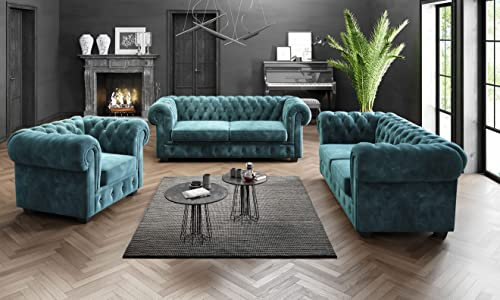 Polstergarnitur Sofagarnitur Roma 3+2+1 Glamour Gesteppt Chesterfield 11 (1-sitzer)