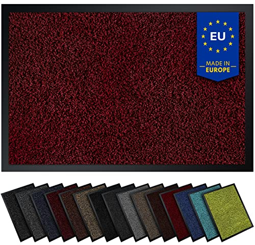 Gentle North Hochwertige Fußmatte rot 60x90 groß für Innen & Außen - Schmutzfangmatte rutschfest, waschbar & wetterfest - Fussmatte für Eingangsbereich & Aussenbereich - Läufer Flur dünn