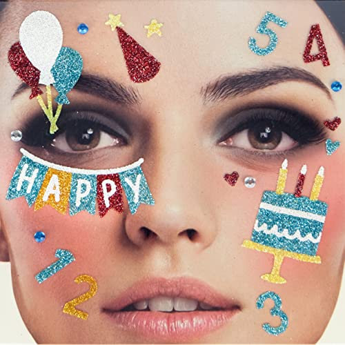Gesichts Tattoo verschiedene Motive Face Sticker Karneval JGA Geburtstag Pop Art (Geburtstag)