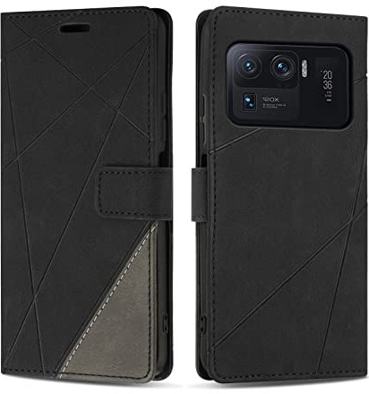SONWO Coque pour Xiaomi Mi 11 Ultra, Protection Housse Etui en Cuir PU Portefeuille Livre pour Xiaomi Mi 11 Ultra, Emplacements Cartes, Fonction Support, Noir