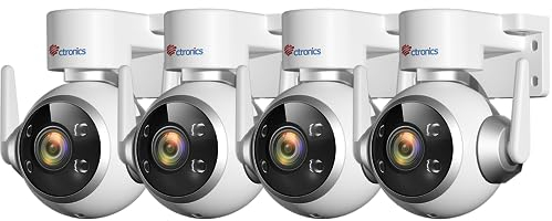 Ctronics Kit Cámara Vigilancia WiFi Exterior 4PCS, IP Camara Vigilancia Domicilio con Seguimiento Auto Detección Humana, 30M Visión Nocturna Colorida, Audio Bidireccional, 3 Métodos de Montaje (4)