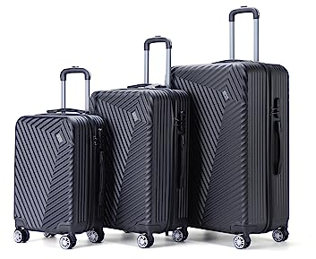 VERTICAL STUDIO 20 24 28 Koffer Reisekoffer 3er-Set Trolley Mehrteilig mit Ziffern Kofferschloss aus Kunststoff (ABS) Vier Rollen (Schwarz Oslo)