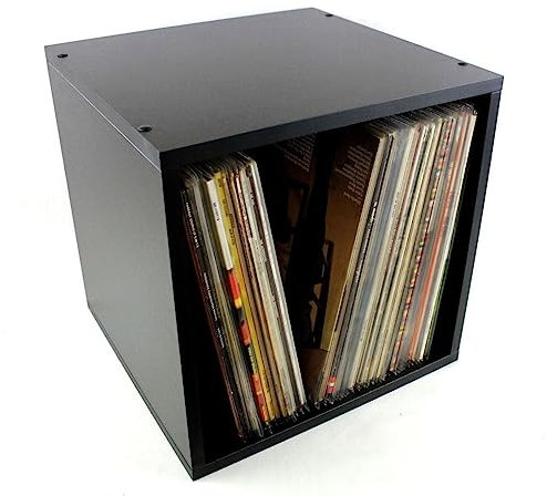 MC DAISON MOBILE ESPOSITORE scaffale arredamento per 70-90 dischi LP vinile 33 giri (diam.30cm) in legno MDF corrugato nero