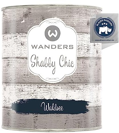 Wanders Shabby Chic Kreidefarbe 750 ml - Waldsee/Dunkles Blaugrau - Küchenmöbellack und Möbelfarbe ohne Schleifen. Chalk Paint, für Holz & mehr. Hohe Deckkraft, schnell trocknend