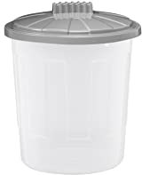 8L Fun Bin with Twist Lock Lid | Plastic Transparent Storage Bin For Toys Storage/Animal Feed Storage | Waste Bin, Trash Can, Dustbin | Perfect For Kitchen, Home, Office Storage Organiser - Cool Grey.