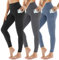 AMIYOYO Sport Leggings Damen mit Tasche High Waist Leggins Blickdicht Sporthose Bauchweg Sportleggins Lang Dehnbar Hose Yoga für Gym Fitness 3er Pack(Schwarz+Dunkelgrau+Blau,XXL=DE50-54)