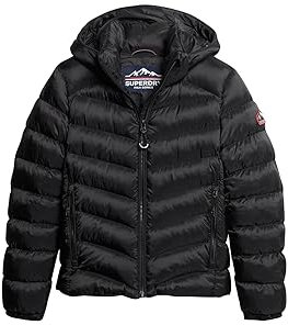 Superdry Damen Fuji Steppjacke mit Kapuze Schwarz 42