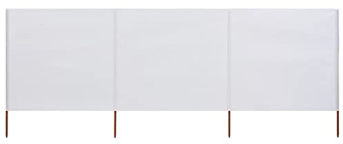Homgoday 3-teiliges Windschutzgewebe Faltbar Strand Windschutz Sichtschutz Zaunblende für Camping Balkon Terrasse Garten Zaun Strand 400 x 160 cm Sandweiß