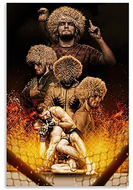 NgAnoh Khabib Nurmagomedov Boxstern Kunst Poster Wandkunst Geschenke Schlafzimmer Drucke Heimdekoration Hängendes Bild Leinwand Gemälde 20 x 30 cm