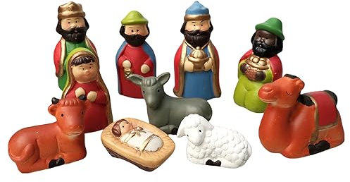 AYKHDS Christmas Nativity Set, 10Pcs Jesus Birth Resin Figures Kit, Kids Decoration, Resin Material, Christmas Decors for Living Room, Bathroom, Mantelpiece, Bedside Table, TV Stand, Desktop