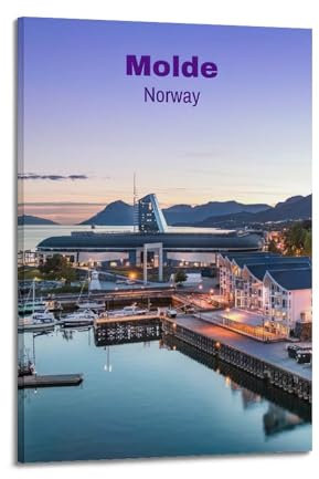 YBHF Vintage Travel Molde Norway Poster Wandkunstdruck, Retro-Ästhetik, Raumdekoration, Bürodekoration, 30 x 45 cm, Rahmen-Stil