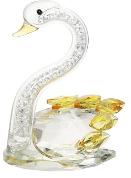 JATYFING Crystal Swan Decor Glasfigur, Gelb | Heimdekoration, Geschenk, für Frau oder Freundin