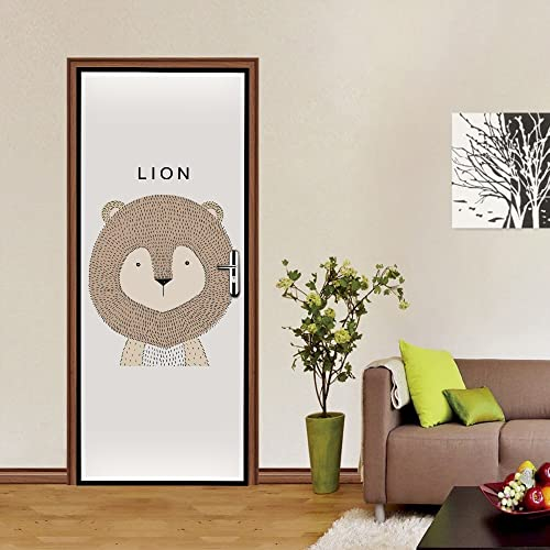 türtapete 90x200cm(35.43 inches * 78.74 inches) Löwe tier Türtapete Selbstklebend Türfolie Poster Tapete Türaufkleber XXL Aufkleber Folie| Türposter Türklebefolie