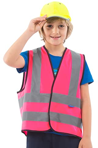 AYKRM Warnweste Kinder pink Sicherheitsweste für Kinder Warnweste Reflektierendes WarnschutzWeste Rosa 2-5 Jahre