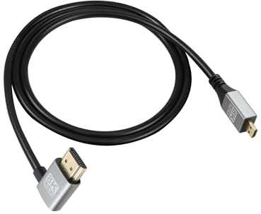 RIIEYOCA Câble étendu UHD 8K Micro HDMI mâle vers HDMI mâle 48Gbps High Speed 2.1 supportant 8k@60Hz, 1080p, ARC, 3D, pour DVR, HDTV, (Angle droit, 1m)
