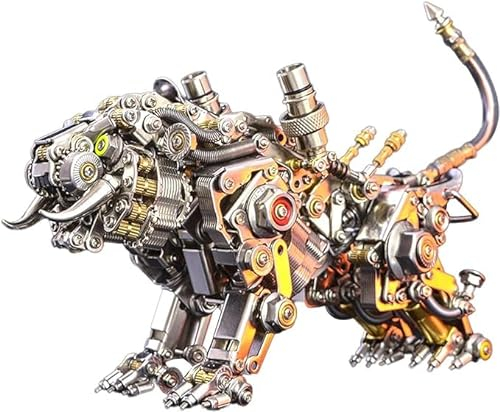 Bengal Tiger 3D Metall Puzzles Kits, 700 Stück, Montage Modellbau Tierserie für Erwachsene - Retro Steampunk Stil Schreibtisch Ornament und Lernspielzeug