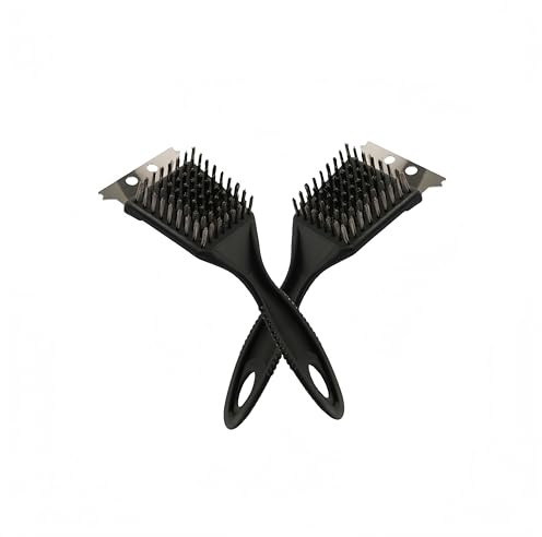 Grillbürste 2 Stück 3IN1 Edelstahl Grillreinigungsbürste mit Schaber, Grillreinigungsbürste mit extra Langen Edelstahlborsten und PP-Wärmedämmgriff