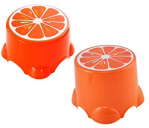 Sosoport 2stücke Teiliges Stabiler Kinderhocker Orangem Früchtemuster Robuster Kunststoff-hocker Für Kindergarten Und Grundschule Sicherer Rutschfester Sitzhocker Für Jungen Und Mädchen