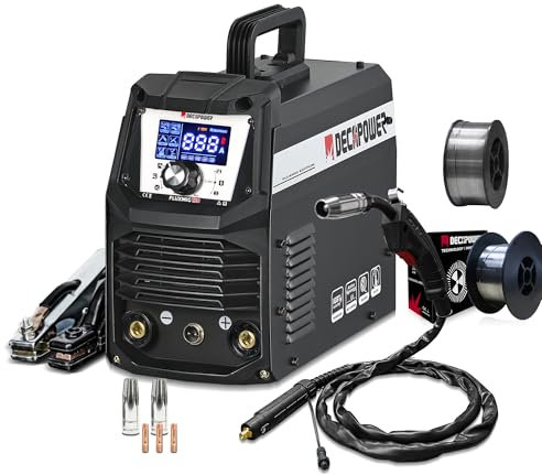 Decapower 220V Saldatrice senza gas Arco Lift TIG FLUX MIG senza gas 3 in 1 Saldatrice per filo senza gas Domestico (PACK 4)