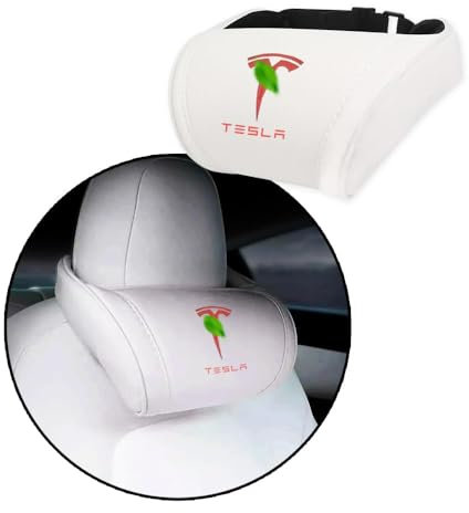 CoolKo Auto Kopfstütze Nackenkissen Unterstützung Memory Foam Ergonomisches Design Zubehör für Fahrersitz Müdigkeit Entlastung Kompatibel mit Tesla Model S X 3 Y & Cybertruck - 1 Stück