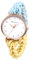 JewelryWe Damenuhr Elastisch Haarband Uhr: Damen Analog Quarz Armbanduhr Multifunktionale Lässige Uhr mit Blau Gelb Geflochten Haargummi Stretch Wickelarmband Geschenk für Frau Mädchen