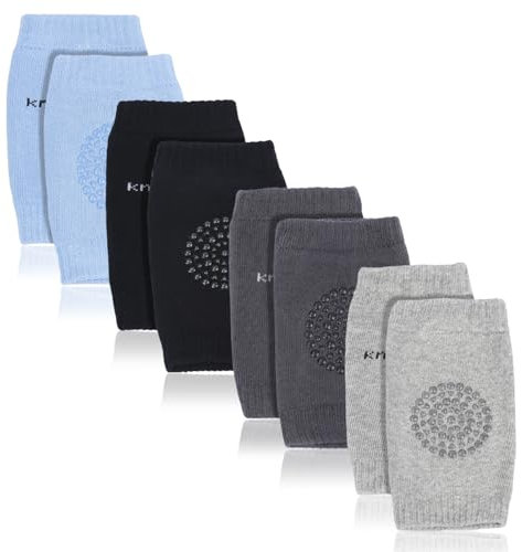 4er Set Knieschoner Baby Krabbeln,Kleinkinder-Knieschützer mit Anti-Rutsch-Noppen verstellbare elastische Beinlinge Sicheren Halt Baby Knie Socken Krabbelhilfe für 0-3 Jahre alt Jungen und Mädchen