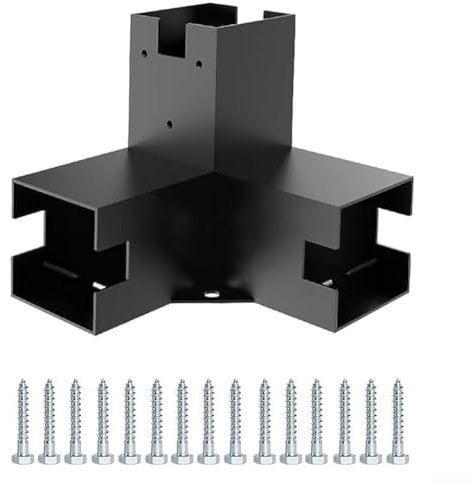 Kit di staffe per pergola,staffe angolari in legno verniciate a polvere, staffa angolare ad angolo retto per terrazze/prati/verande/camere/cortili (3T)