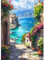 GDYEEH 5D Pfad am Meer Diamant Painting Pictures, DIY Fischerdorf Diamant Art Painting Kits, Blumen Diamond Painting Set for Adults Anfänger, Mosaic Making, Diamond Painting for Home Decor 30x40cm