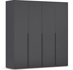 Rauch Möbel NAGATA, Kleiderschrank, Farbe Grau metallic, Breite 187 cm | Schrank, Mehrzweckschrank, 4-türig, für Schlafzimmer, Kinderzimmer, Studentenwohnung, Garderobe, Homeoffice