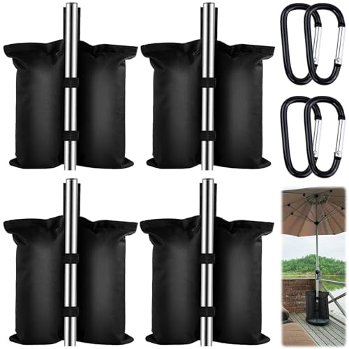 NINGYER 4 Pièces Sac Lestage, Sac de Sable avec 4 Mousquetons, pour Augmenter Le Poids de la Jambe des Tonnelles Pop-Up, Tentes de Jardin, Parasols, Trampolines (Noir)