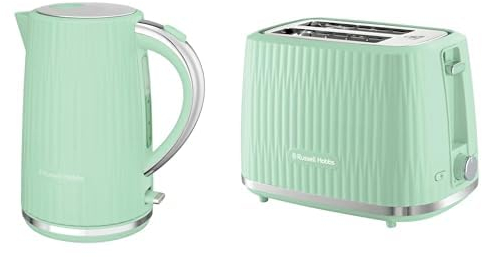 Russell Hobbs Pistachio Green Eden 1.7L Electric Kettle and 2 Slice Toaster