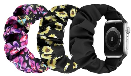 Ecogbd Elastische Scrunchie Ersatzarmband Kompatibel mit Apple Watch Armband 38mm 40mm 41mm 42mm 44mm 45mm 46mm 49mm, Weiche Gewebe Nylonbänder für iWatch Serie 10 9 8 7 6 5 4 3 SE, Frauen