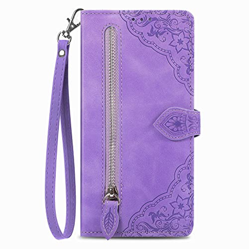Knoowcase for Samsung Galaxy A16 Case Flip Galaxy A16 Phone Case Shockproof Wallet Pouch with Zipper Pocket PU Leather Protective Magnet Bumper Galaxy A16 5G Cover with Card Holder, Purple