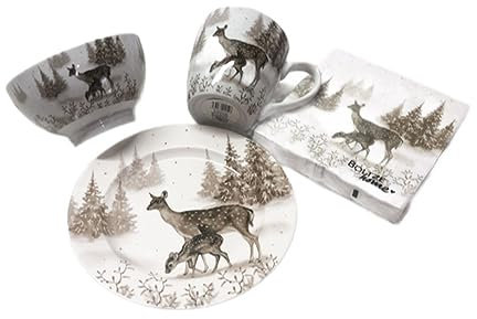 Geschirrset Anton 4teilig Tasse Schale Teller Servietten (Ricke)