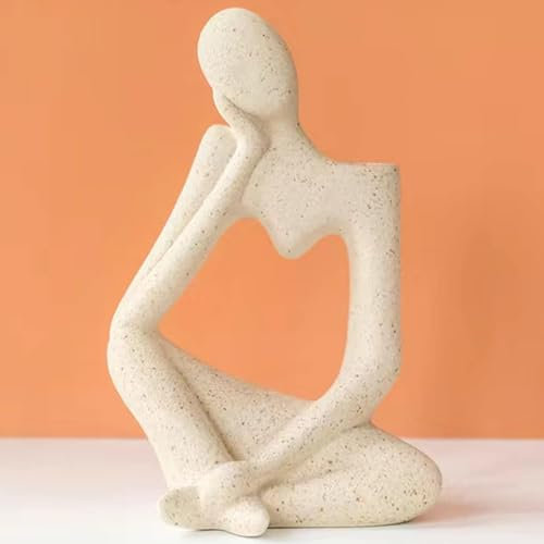 Arawat Vase Deko Wohnzimmer Modern Keramik Weiß Skulptur Vasen für Pampasgras Vase Aesthetic Denker Blumenvase Körper Tulpenvase Book Nordische Hochzeit Geschenk 19 cm Dekorative Gesicht Vase Beige