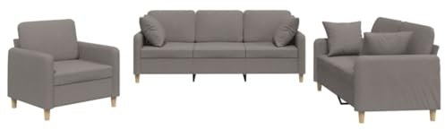 Generico Kangqiling 3-teiliges Sofa-Set mit Kissen, Taupe, aus Stoff, Taupe, 3202077