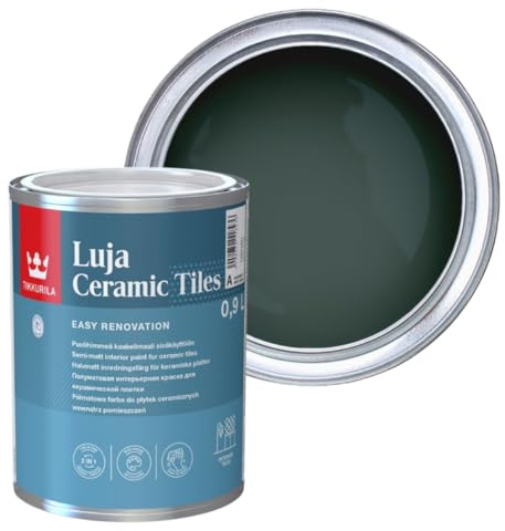 TIKKURILA Luja Ceramic Tiles - Semi-matt paint for Ceramic Tiles - Available in White & 15+ Colours (Fjord M442, 1 Litre)