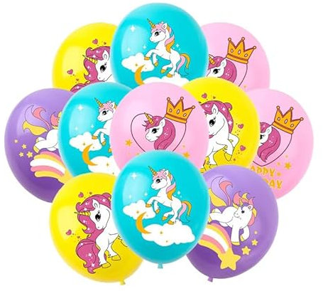 KOBOKO Einhorn Luftballon Geburtstag Deko Mädchen, 16 Stück Luftballons Einhorn Deko Kindergeburtstag, Einhorn Ballon Geburtstagsdeko, Unicorn Deko Helium Ballons für Geburtstag Babyparty Party Deko