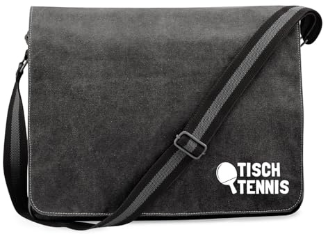 Huuraa Umhängetasche Tischtennis Tischtennisschläger Geschenk | Messenger Bag mit Schultergurt 14 Liter Schultertasche Canvas Laptoptasche Geschenkidee Crossbody Tasche